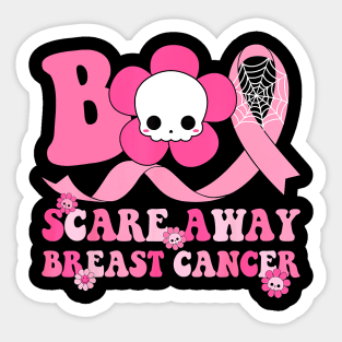 Groovy Boo Halloween Scare Away Breast Cancer Awareness Sticker